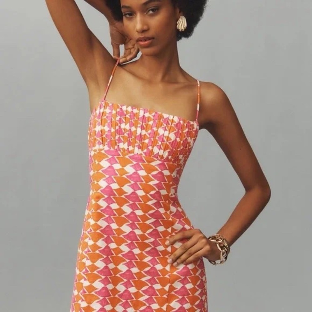 Maeve The Ophelia Sleeveless Linen Slim Mini Dress  12 - Picture 9 of 10